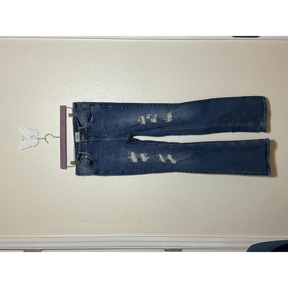Vintage Brass Distressed Flare Jeans - Women's Size 30 - Medium Wash Stretch